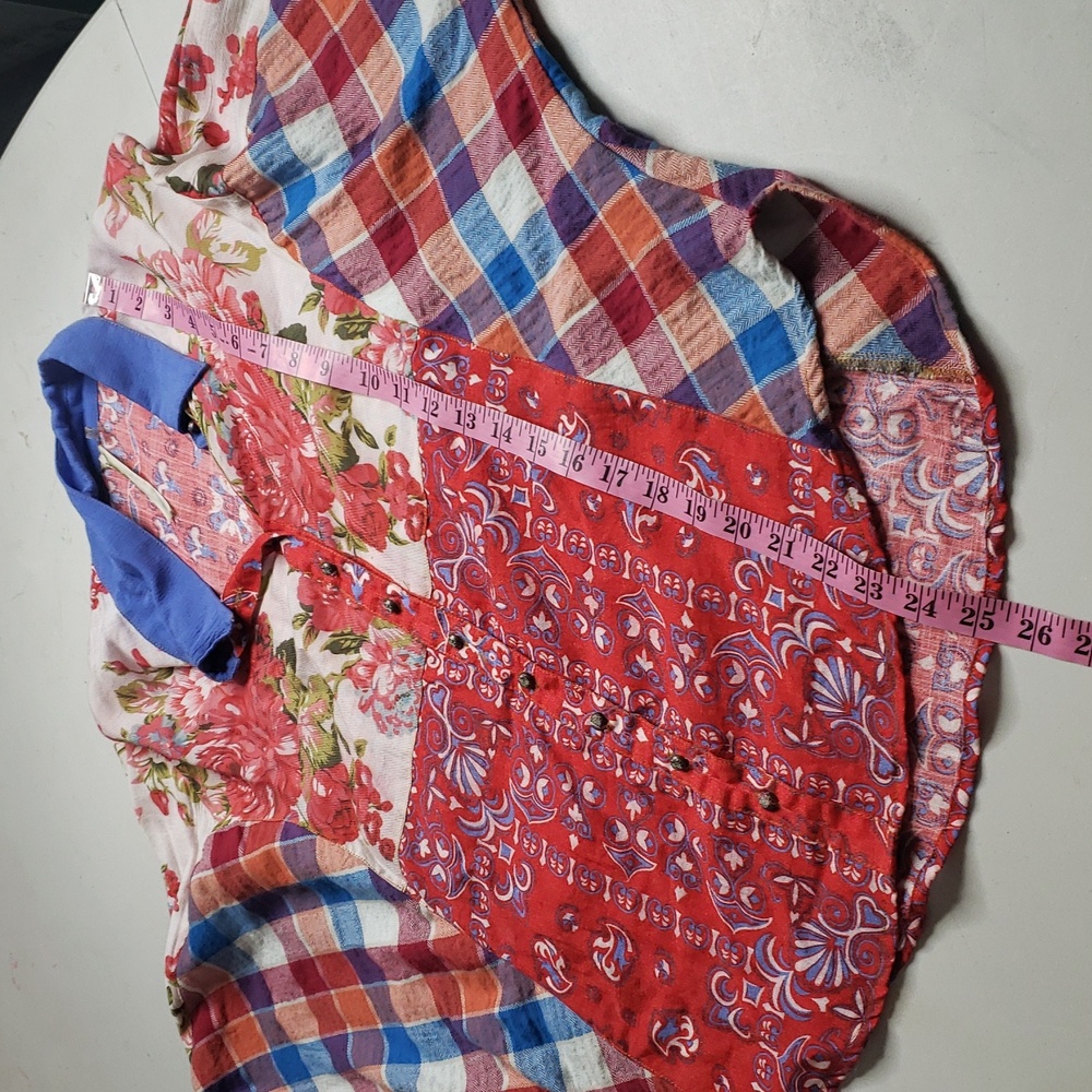 Aratta Silent Journey Indepence Day Dolman Sleeves Shirt Size M Boho Patchwork - Picture 13 of 16